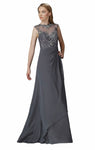 A-line Natural Waistline Chiffon Floor Length Cap Sleeves Beaded Draped Illusion Jeweled Mesh Sheer Cutout Jeweled Neck Sweetheart Dress with a Brush/Sweep Train