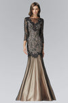 Mermaid Floor Length Lace 3/4 Sleeves Sheer Sheer Back Fitted Beaded Keyhole Natural Waistline Bateau Neck Evening Dress