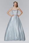 A-line Natural Waistline Back Zipper Sequined Keyhole Sheer Illusion Sleeveless Tulle Evening Dress