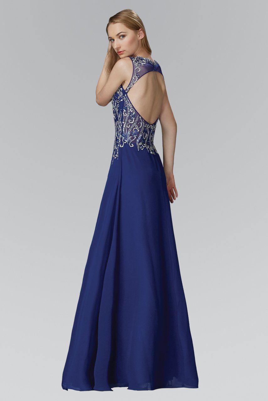 Elizabeth K - GL2118 Embellished Illusion High Neck A-Line Gown
