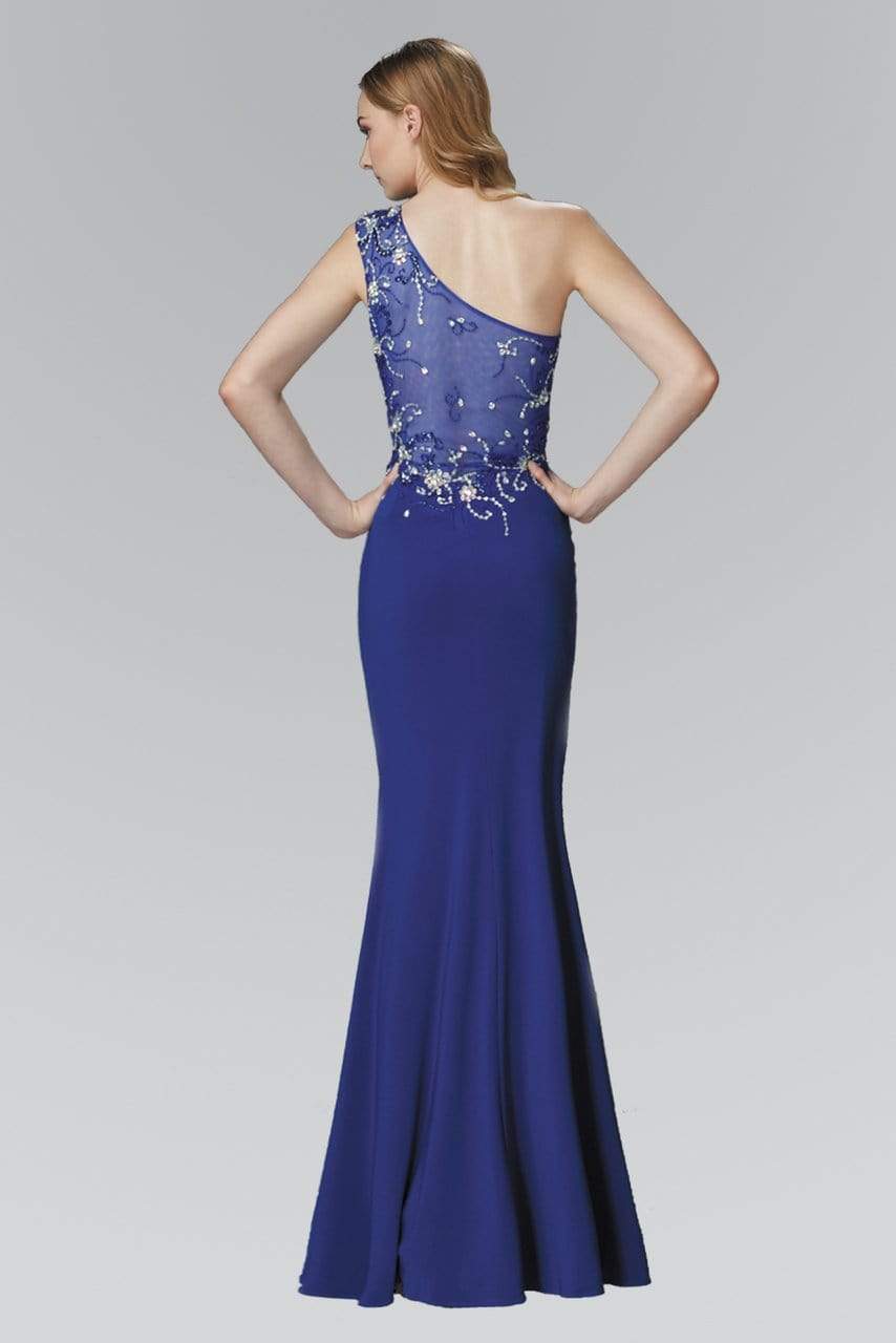 Elizabeth K - GL2143 Beaded Asymmetrical Neck Gown
