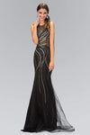 Sophisticated Mermaid Floor Length Jeweled Neck Natural Waistline Sheer Fitted Evening Dress