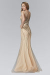 Sophisticated Mermaid Natural Waistline Fitted Sheer Jeweled Neck Floor Length Evening Dress