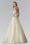A-line Strapless Floor Length Natural Waistline Beaded Fitted Sweetheart General Print Prom Dress