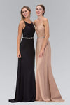 A-line Sleeveless Natural Waistline Scoop Neck Open-Back Applique Jeweled Party Dress