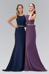 A-line Sleeveless Applique Jeweled Open-Back Scoop Neck Natural Waistline Party Dress