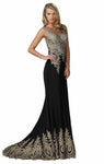 Natural Waistline Floor Length Sleeveless Illusion Beaded Applique Sheer Sheath Sheath Dress/Evening Dress