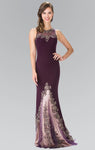 Sheath High-Neck Mesh Embroidered Sheath Dress/Evening Dress