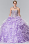 Strapless Organza Fitted Wrap Beaded Basque Corset Waistline Sweetheart Floor Length Ball Gown Dress With Ruffles