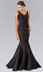 V-neck Mermaid Floor Length Natural Waistline Beaded Illusion Party Dress