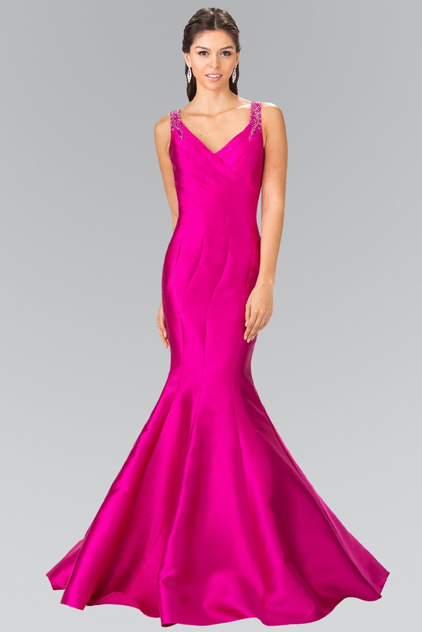 Elizabeth K - GL2212 Sleek V-Neck Mikado Trumpet Gown
