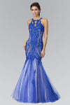 Halter Fitted Applique Mermaid Natural Waistline Sleeveless Evening Dress