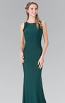 Natural Waistline Sheath Applique Sheer Jersey Scoop Neck Sheath Dress