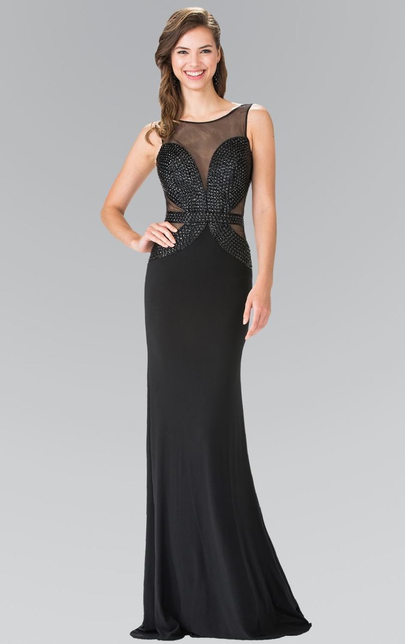 Elizabeth K - GL2234 Illusion Bateau Neckline with Open Back Gown
