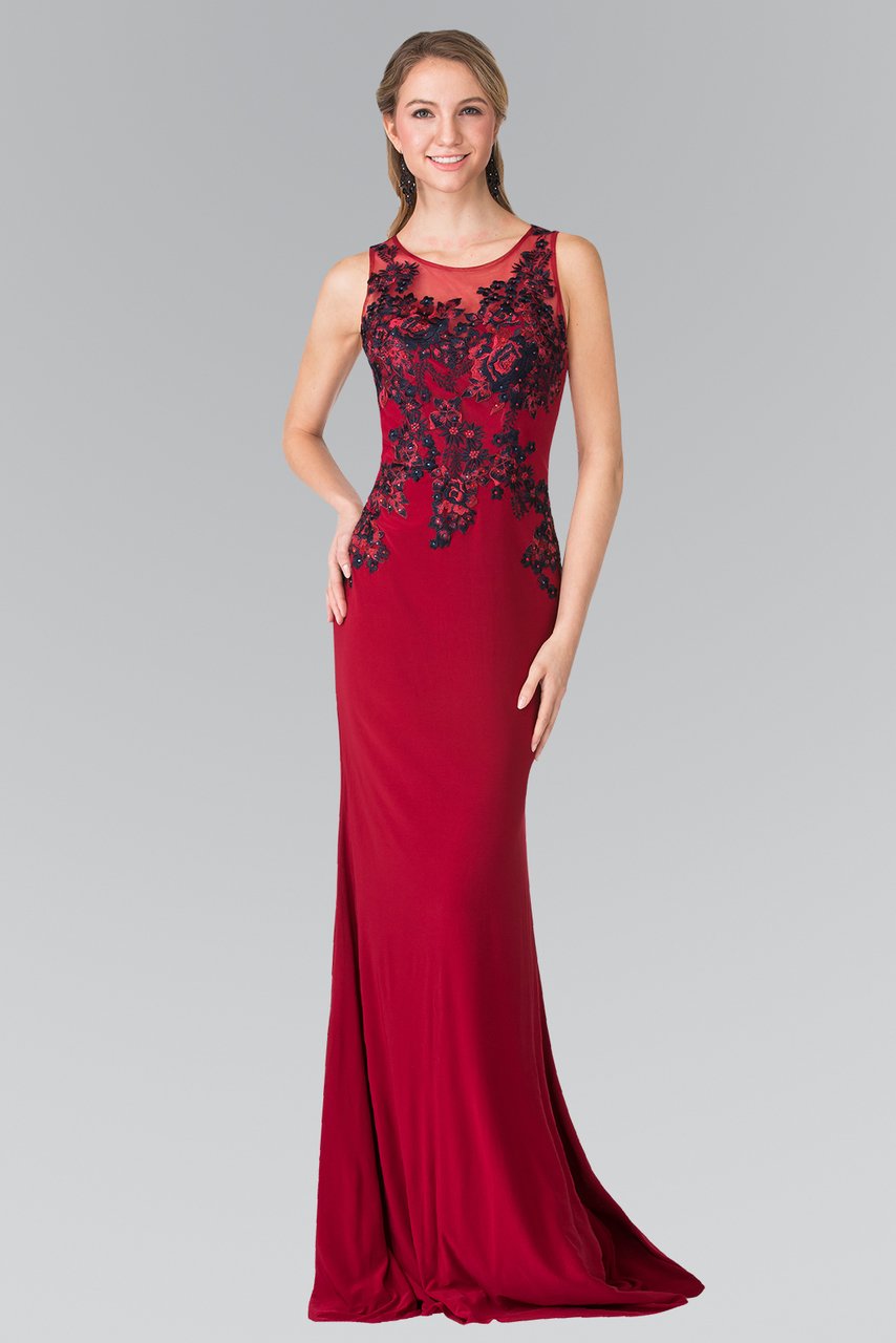 Elizabeth K - GL2238 Bead Embellished Jewel Neck Gown
