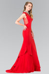 Natural Waistline Mermaid Sheer Illusion Pleated Beaded Back Zipper Cap Sleeves Collared High-Neck Sweetheart Dress