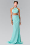 Sophisticated Halter Full-Skirt Sheath Beaded Racerback Sleeveless Natural Waistline Jersey Sheath Dress/Evening Dress