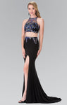 Sophisticated Natural Waistline Halter Keyhole Slit Beaded Jersey Mermaid Dress