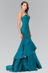 Mermaid Sweetheart Natural Waistline Illusion Sheer Back Tiered Sheer Beaded Jeweled Lace Dress