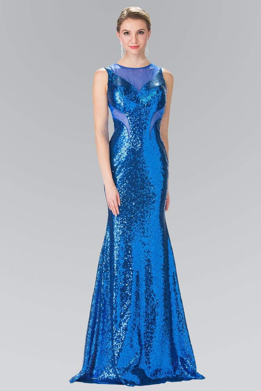 Elizabeth K - GL2292 Sequined Illusion Panel Sheath Gown
