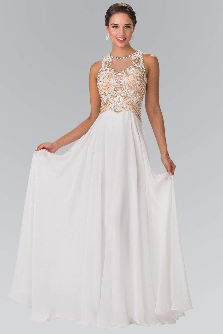 Elizabeth K - GL2295 Sleeveless Jewel Neckline Beaded Evening Gown
