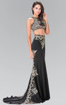 High-Neck Jersey Mermaid Sheer Beaded Sleeveless Prom Dress by Elizabeth K