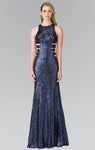 Natural Waistline Sleeveless Goddess Sequined Cutout Glittering Sheath Jeweled Neck Sheath Dress