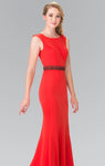 Sleeveless Jeweled Neck Back Zipper Jeweled Open-Back Beaded Sheath Natural Waistline Sheath Dress