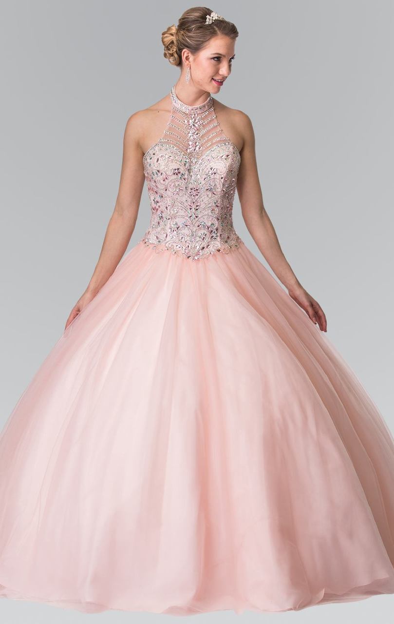 Elizabeth K - GL2308 Beaded Halter Neck Tulle Ballgown
