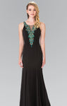 V-neck General Print Floor Length Sleeveless Sheer Sheer Back Beaded Sheath Natural Waistline Sheath Dress