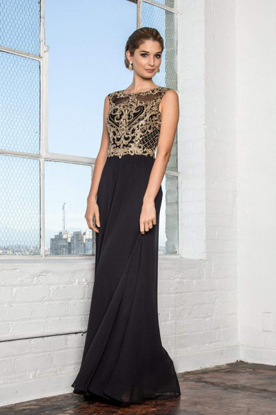 A-line Floor Length Applique Sheer Back Zipper Illusion Beaded Embroidered Scoop Neck Natural Waistline Sleeveless Party Dress with a Brush/Sweep Train