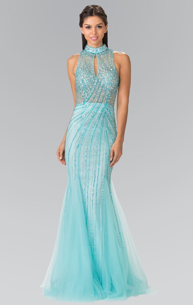 Elizabeth K - GL2330 Sequined Halter Trumpet Gown
