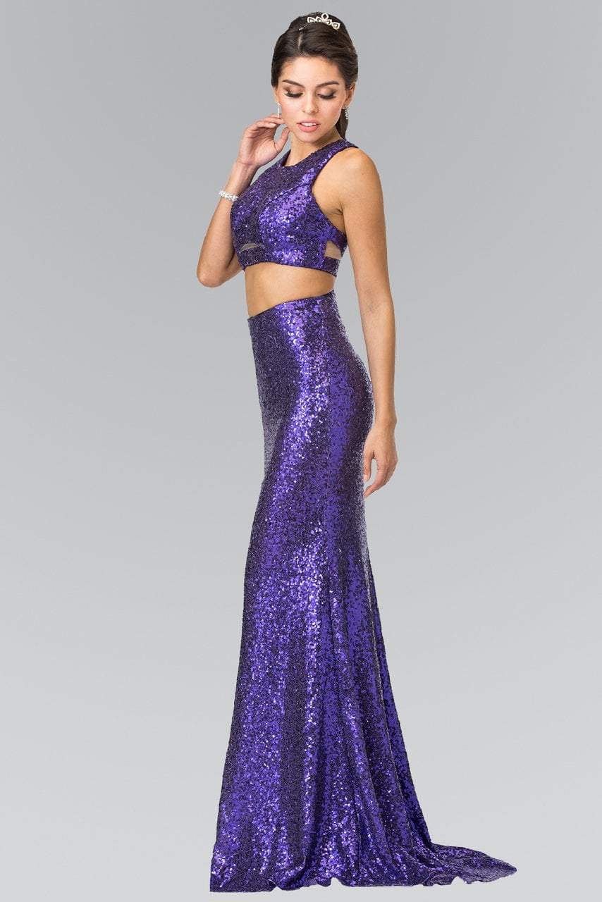 Elizabeth K - GL2333 Mock Two-Piece Sequined Sheath Gown
