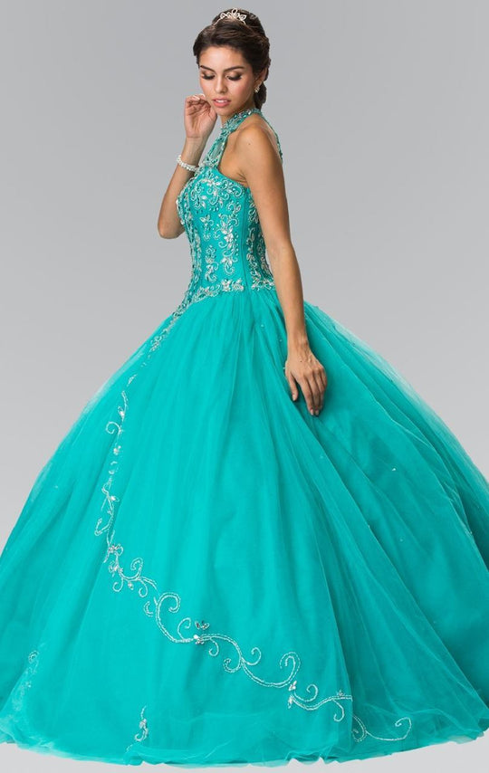 Scalloped Off-shoulder Dark Green Prom Ball Gown - Xdressy