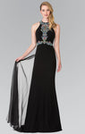 Natural Waistline Sheath Halter Sheer Back Beaded Sheer Sleeveless Sheath Dress/Evening Dress