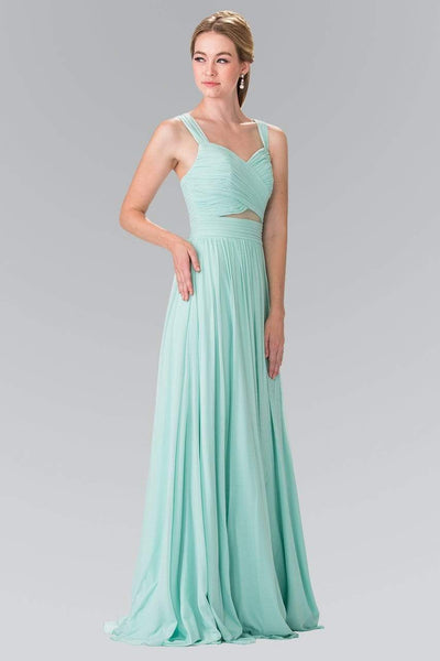 A-line Floor Length Fall Sweetheart Back Zipper Illusion Ruched Cutout Natural Waistline Chiffon Bridesmaid Dress