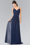 A-line V-neck Sweetheart Fall Floor Length Chiffon Natural Waistline Ruched Back Zipper Spaghetti Strap Dress