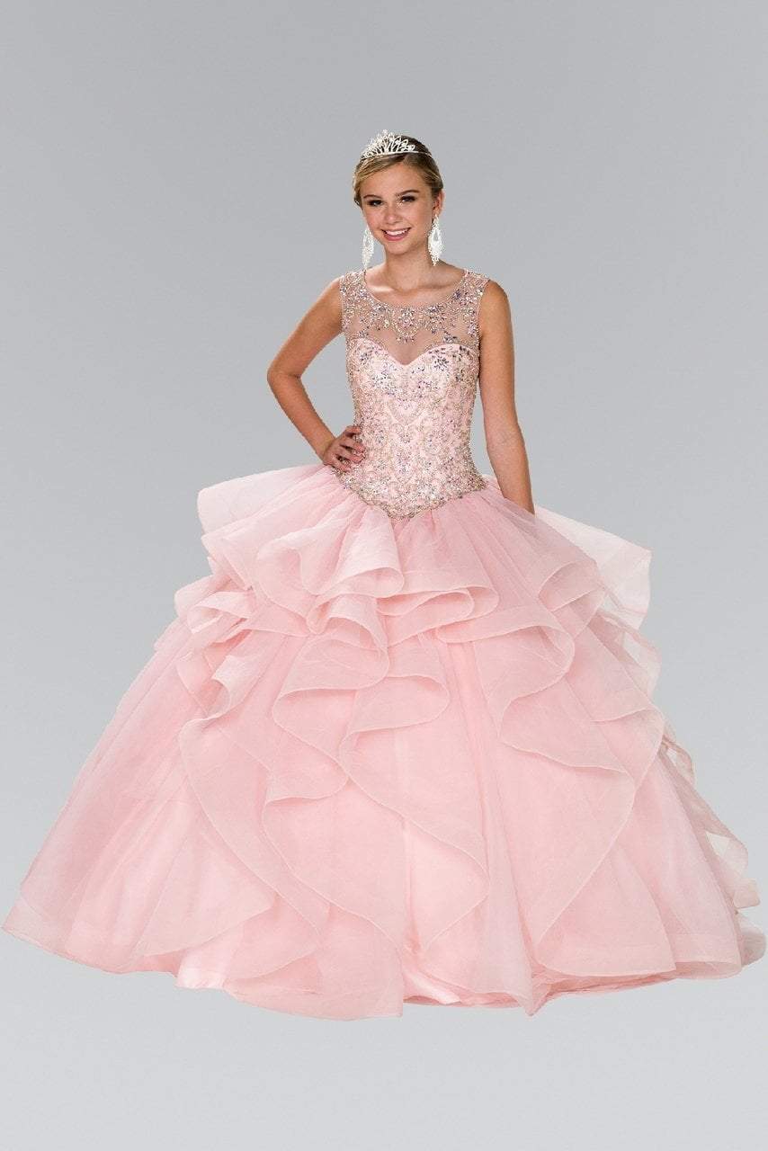 Elizabeth K - GL2378 Beaded Illusion Sweetheart Ballgown with Bolero
