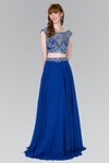 A-line Bateau Neck Sweetheart Sheer Crystal Cutout Illusion Chiffon Dress with a Brush/Sweep Train by Elizabeth K