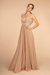 Tall A-line V-neck Sleeveless Empire Waistline Floor Length Fall Metallic Plunging Neck Pleated Sheer Mesh Illusion Back Zipper V Back Accordion Prom Dress