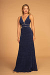 V-neck Sleeveless Sheath Floor Length Plunging Neck Empire Waistline Fitted Back Zipper Open-Back Sheath Dress/Party Dress