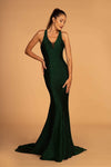 V-neck Floor Length Sleeveless Mermaid Back Zipper Sheer Fitted Natural Waistline Evening Dress with a Brush/Sweep Train