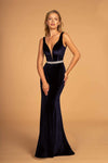 V-neck Plunging Neck Floor Length Natural Waistline Velvet Back Zipper Sheer Beaded Mesh Illusion Sheath Sleeveless Sheath Dress/Evening Dress with a Brush/Sweep Train With Rhinestones