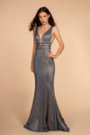 Tall V-neck Illusion Open-Back Sheer Beaded Glittering Plunging Neck Empire Waistline Mermaid Floor Length Sleeveless Dress