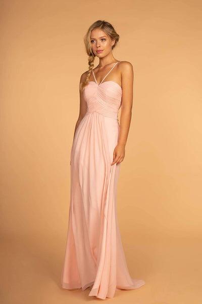 Sophisticated A-line Pleated Back Zipper Fitted Cutout Sweetheart Sleeveless Spaghetti Strap Floor Length Short Chiffon Natural Waistline Bridesmaid Dress