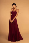 Sophisticated A-line Chiffon Sleeveless Spaghetti Strap Fitted Cutout Pleated Sweetheart Bridesmaid Dress by Elizabeth K