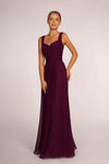 A-line Chiffon Sleeveless Empire Waistline Back Zipper Flowy Ruched Fitted Sweetheart Dress