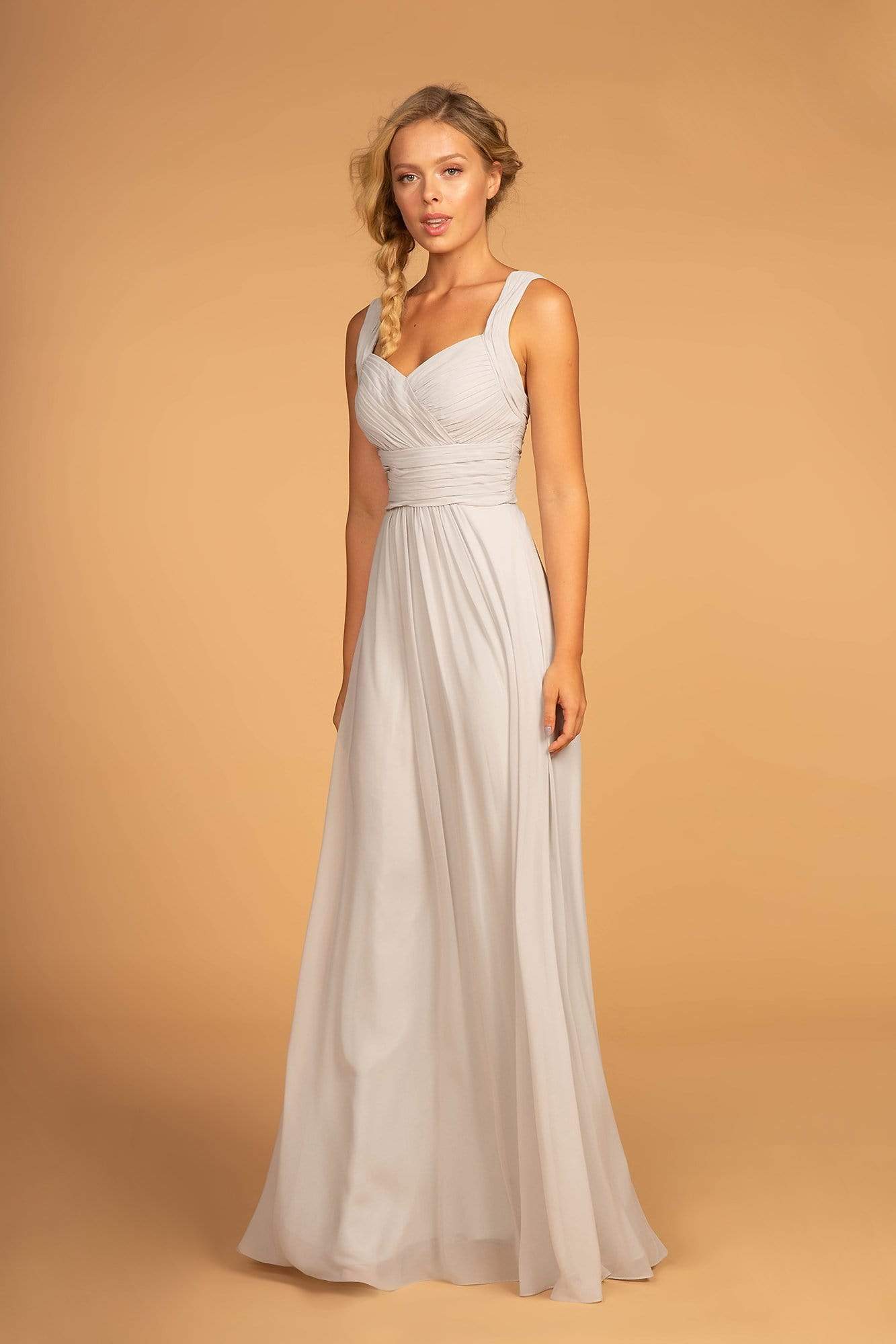 Elizabeth K - GL2608 Sleeveless Ruched-Bodice A-Line Chiffon Gown
