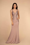 V-neck Natural Waistline Sleeveless Plunging Neck V Back Back Zipper Fitted Applique Sheath Sheath Dress