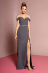 V-neck Chiffon Beaded Jeweled Slit Back Zipper Wrap Open-Back Floor Length Natural Waistline Off the Shoulder Sheath Notched Collar Sheath Dress